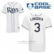 Camiseta Beisbol Hombre Tampa Bay Rays Evan Longoria 3 Blanco Primera Cool Base