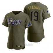Camiseta Beisbol Hombre Tampa Bay Rays Josh Fleming Camuflaje Digital Verde 2021 Salute To Service