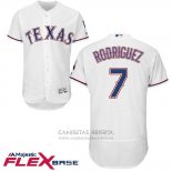 Camiseta Beisbol Hombre Texas Rangers 7 Pudge Rodriguez Blanco 2017 Flex Base