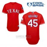 Camiseta Beisbol Hombre Texas Rangers Derek Holland 45 Rojo Alterno Cool Base