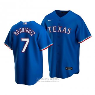 Camiseta Beisbol Hombre Texas Rangers Ivan Rodriguez Alterno Replica Azul