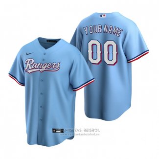 Camiseta Beisbol Hombre Texas Rangers Personalizada Alterno Replica Azul