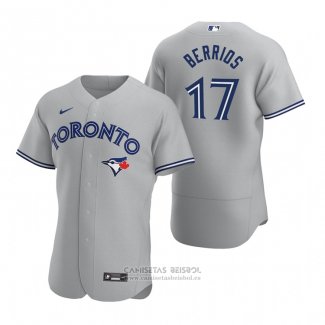 Camiseta Beisbol Hombre Toronto Blue Jays Jose Berrios Autentico Road Gris