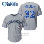 Camiseta Beisbol Hombre Toronto Blue Jays Roy Halladay 32 Gris Cool Base
