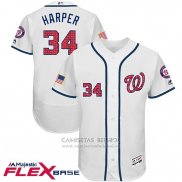 Camiseta Beisbol Hombre Washington Nationals 2017 Estrellas y Rayas Bryce Harper Blanco Flex Base