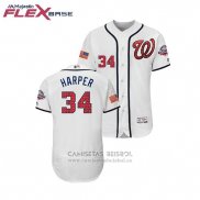 Camiseta Beisbol Hombre Washington Nationals Bryce Harper 2018 Stars & Stripes Flex Base Blanco