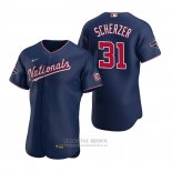 Camiseta Beisbol Hombre Washington Nationals Max Scherzer Autentico Replica Azul