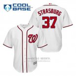 Camiseta Beisbol Hombre Washington Nationals Stephen Strasburg 37 Blanco Primera Cool Base