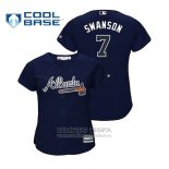 Camiseta Beisbol Mujer Atlanta Braves Dansby Swanson Cool Base Alterno Azul