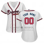 Camiseta Beisbol Mujer Atlanta Braves Personalizada Blanco