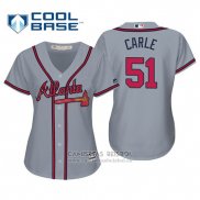 Camiseta Beisbol Mujer Atlanta Braves Shane Carle Cool Base Road 2019 Gris