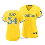 Camiseta Beisbol Mujer Boston Red Sox Martin Perez 2021 City Connect Replica Oro