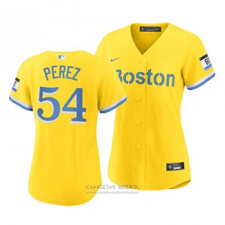 Camiseta Beisbol Mujer Boston Red Sox Martin Perez 2021 City Connect Replica Oro