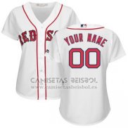 Camiseta Beisbol Mujer Boston Red Sox Personalizada Blanco