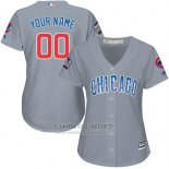 Camiseta Beisbol Mujer Chicago Cubs Personalizada Gris