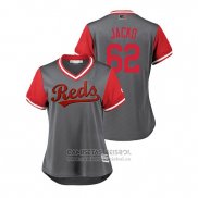 Camiseta Beisbol Mujer Cincinnati Reds Jackson Stephens 2018 LLWS Players Weekend Jacko Gris