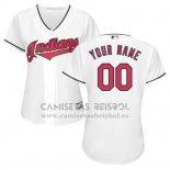 Camiseta Beisbol Mujer Cleveland Indians Personalizada Blanco
