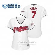 Camiseta Beisbol Mujer Cleveland Indians Yan Gomes 2019 All Star Patch Cool Base Blanco