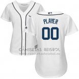 Camiseta Beisbol Mujer Detroit Tigers Personalizada Blanco
