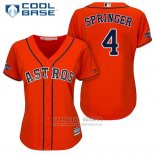 Camiseta Beisbol Mujer Houston Astros 2017 World Series Campeones George Springer Naranja Cool Base
