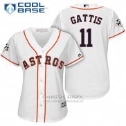 Camiseta Beisbol Mujer Houston Astros 2017 World Series Evan Gattis Blanco Cool Base