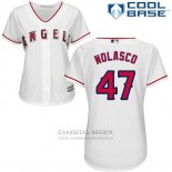 Camiseta Beisbol Mujer Los Angeles Angels 47 Ricky Nolasco Blanco Cool Base