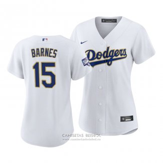 Camiseta Beisbol Mujer Los Angeles Dodgers Austin Barnes 2021 Gold Program Replica Blanco