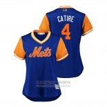 Camiseta Beisbol Mujer New York Mets Wilmer Flores 2018 LLWS Players Weekend Catire Azul