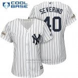 Camiseta Beisbol Mujer New York Yankees 2017 Postemporada Luis Severino Blanco Cool Base