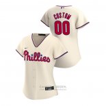 Camiseta Beisbol Mujer Philadelphia Phillies Personalizada 2020 Replica Alterno Crema