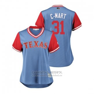 Camiseta Beisbol Mujer Texas Rangers Chris Martin 2018 LLWS Players Weekend C Mart Azul