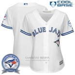Camiseta Beisbol Mujer Toronto Blue Jays Blanco Cool Base