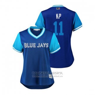 Camiseta Beisbol Mujer Toronto Blue Jays Kevin Pillar 2018 LLWS Players Weekend Kp Azul