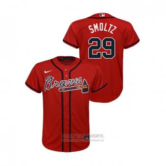 Camiseta Beisbol Nino Atlanta Braves John Smoltz Replica Alterno Rojo