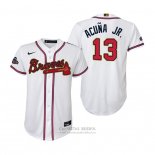 Camiseta Beisbol Nino Atlanta Braves Ronald Acuna Jr. 2022 Gold Program Replica Blanco