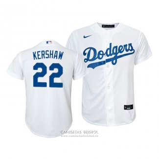 Camiseta Beisbol Nino Los Angeles Dodgers Clayton Kershaw Replica Primera 2020 Blanco