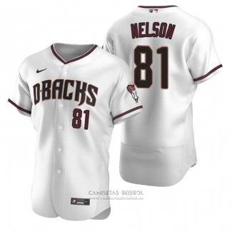 Camiseta Beisbol Hombre Arizona Diamondbacks Kyle Nelson Autentico Primera Blanco