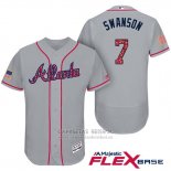 Camiseta Beisbol Hombre Atlanta Braves 2017 Estrellas y Rayas 3 Dansby Swanson Gris Flex Base