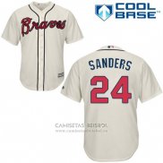 Camiseta Beisbol Hombre Atlanta Braves 24 Deion Sanders Crema Cool Base