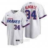 Camiseta Beisbol Hombre Atlanta Braves Abraham Almonte Replica 2021 City Connect Blanco