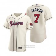 Camiseta Beisbol Hombre Atlanta Braves Dansby Swanson Autentico 2020 Alterno Crema