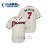 Camiseta Beisbol Hombre Atlanta Braves Dansby Swanson Cool Base Alterno 2019 Crema