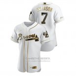 Camiseta Beisbol Hombre Atlanta Braves Dansby Swanson Golden Edition Autentico Blanco
