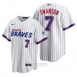 Camiseta Beisbol Hombre Atlanta Braves Dansby Swanson Replica 2021 City Connect Blanco