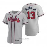 Camiseta Beisbol Hombre Atlanta Braves Ronald Acuna Jr. Autentico 2020 Road Gris