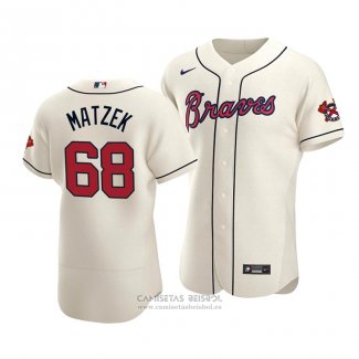 Camiseta Beisbol Hombre Atlanta Braves Tyler Matzek Autentico Alterno Crema