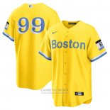 Camiseta Beisbol Hombre Boston Red Sox Alex Verdugo 2021 City Connect Replica Oro2