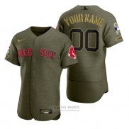 Camiseta Beisbol Hombre Boston Red Sox Personalizada Camuflaje Digital Verde 2021 Salute To Service