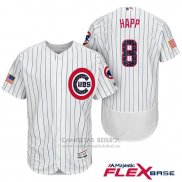 Camiseta Beisbol Hombre Chicago Cubs 2017 Estrellas y Rayas Cubs 8 Ian Happ Blanco Flex Base
