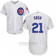 Camiseta Beisbol Hombre Chicago Cubs 21 Sammy Sosa Autentico Collection Blanco Flex Base